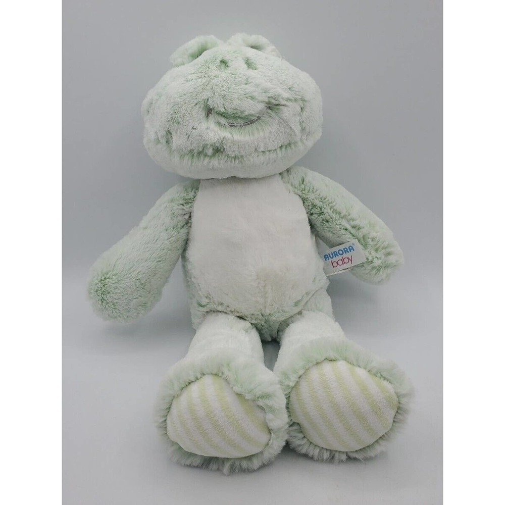 Aurora Baby Plush Frog Green 13” 2018 Striped Feet Stuffed Animal Toy